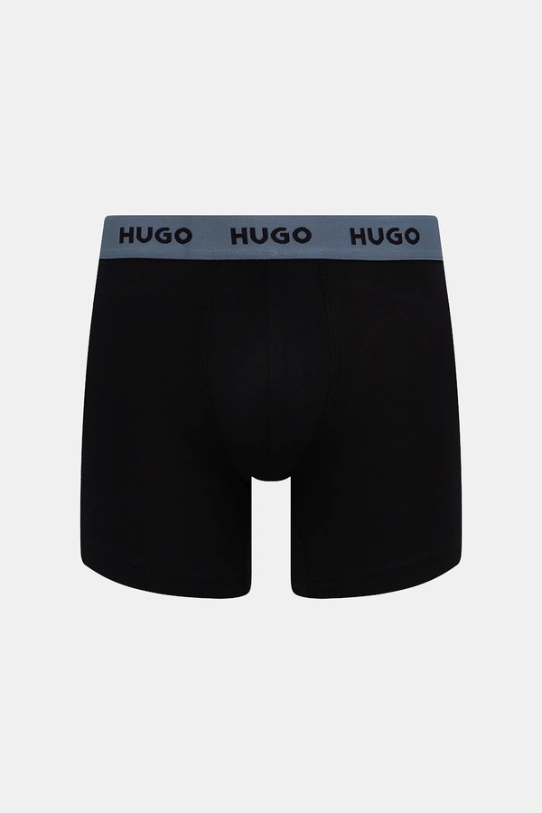 Боксери чоловічі бавовняні з еластаном BOXERBR TRIPLET DESIGN 3-пак HUGO колір чорний фото 4