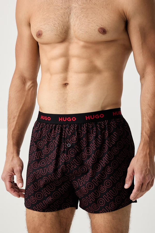 Вільні боксери чоловічі бавовняні WOVEN BOXER TRIPLET 3 шт. HUGO колір барвистий фото 2