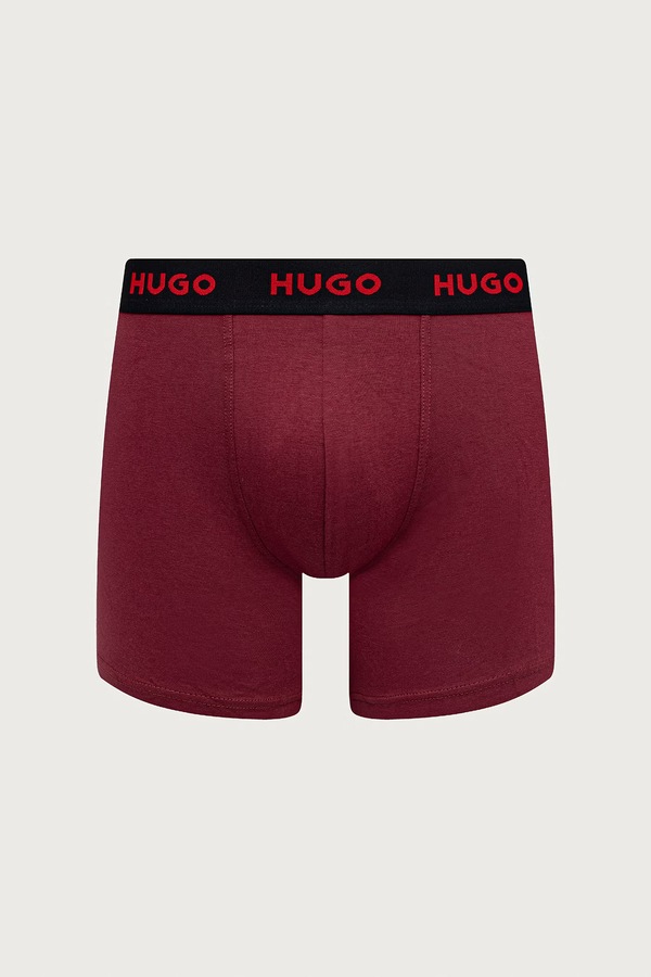 Боксеры мужские хлопковые с эластаном BOXERBR TRIPLET PACK 3 шт. HUGO цвет серый