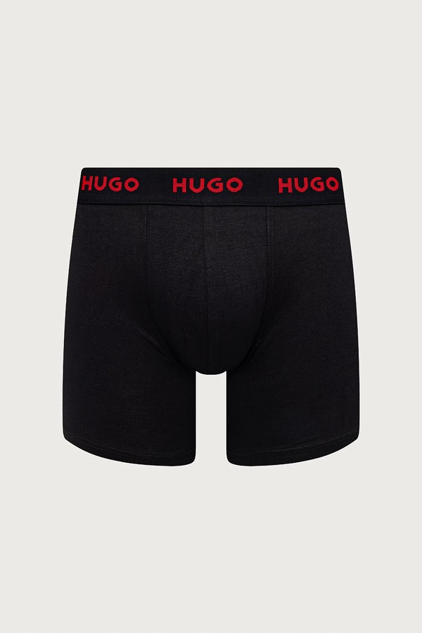 Боксери чоловічі бавовняні з еластаном BOXERBR TRIPLET PACK 3 шт. HUGO колір сірий фото 4