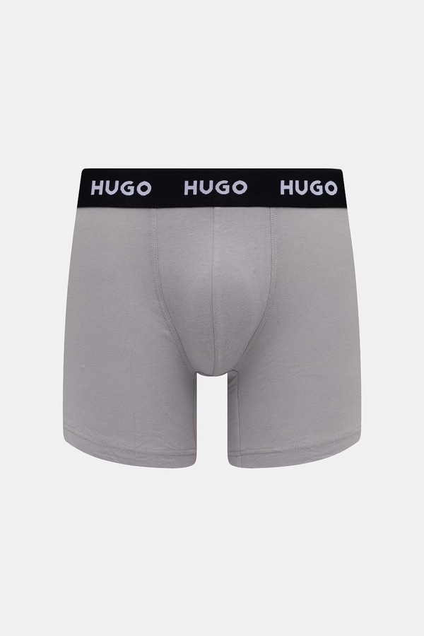 Боксеры мужские хлопковые с эластаном BOXERBR TRIPLET PACK 3 шт. HUGO цвет серый фото 2