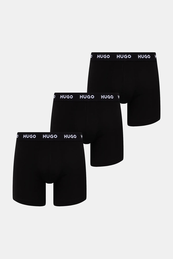 Боксеры мужские хлопковые с эластаном BOXERBR TRIPLET PACK 3-пак HUGO цвет черный фото 2