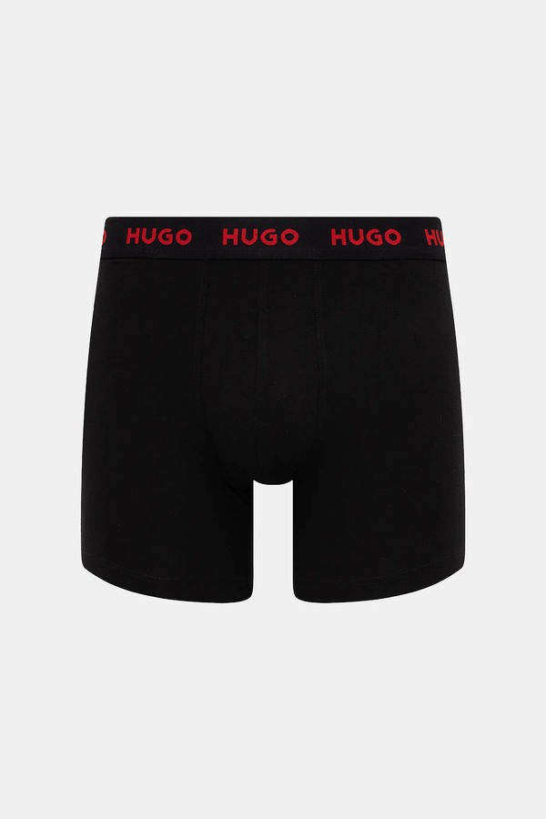 Боксери чоловічі бавовняні з еластаном BOXERBR TRIPLET PACK 3-пак HUGO колір чорний