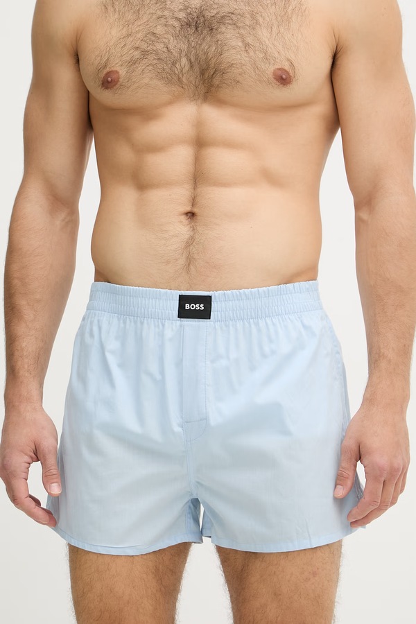 Свободные боксеры мужские хлопковые 2P Boxer S. CW Peach 2 шт. BOSS цвет голубой