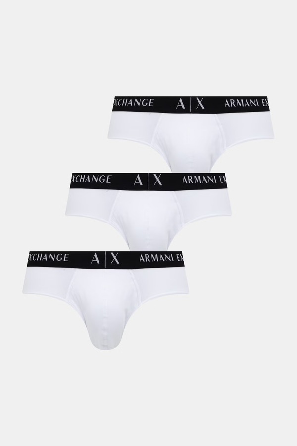 Сліпи чоловічі бавовняні з еластаном 3 шт. Armani Exchange колір білий