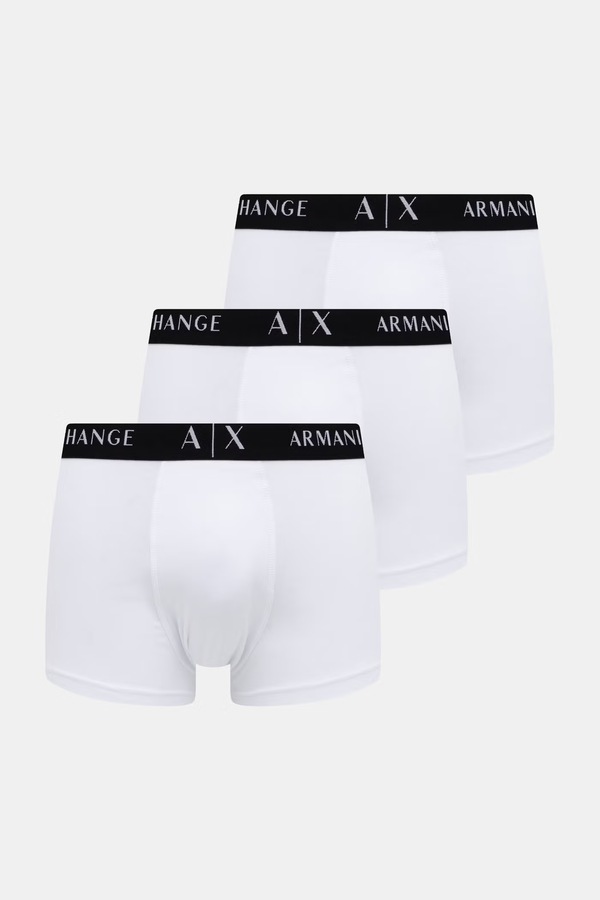 Облягаючі боксери чоловічі з бавовною 3 шт. Armani Exchange колір білий