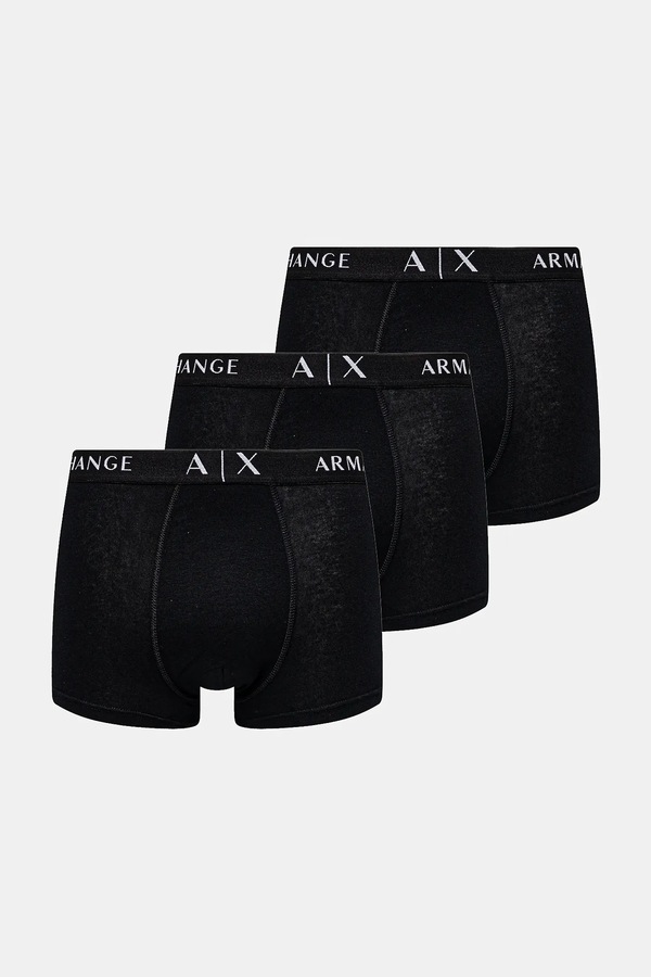 Облягаючі боксери чоловічі з бавовною 3 шт. Armani Exchange колір чорний
