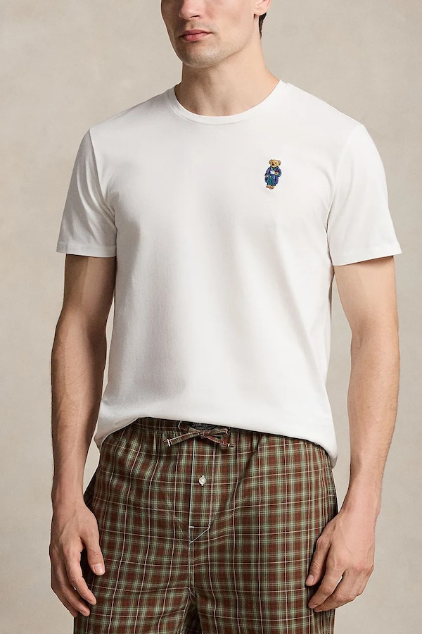 Роздільна піжама чоловіча бавовняна Polo Ralph Lauren колір білий фото 2