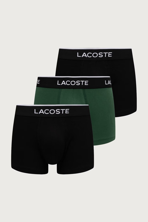 Облягаючі боксери чоловічі бавовняні з еластаном 3 шт. Lacoste колір чорний