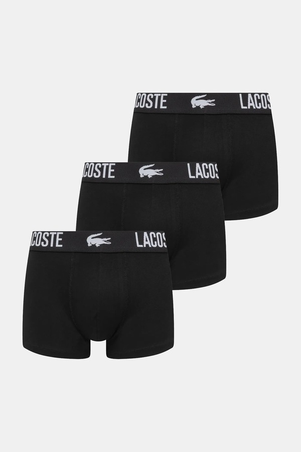 Боксери чоловічі бавовняні з еластаном 3 шт. Lacoste колір чорний