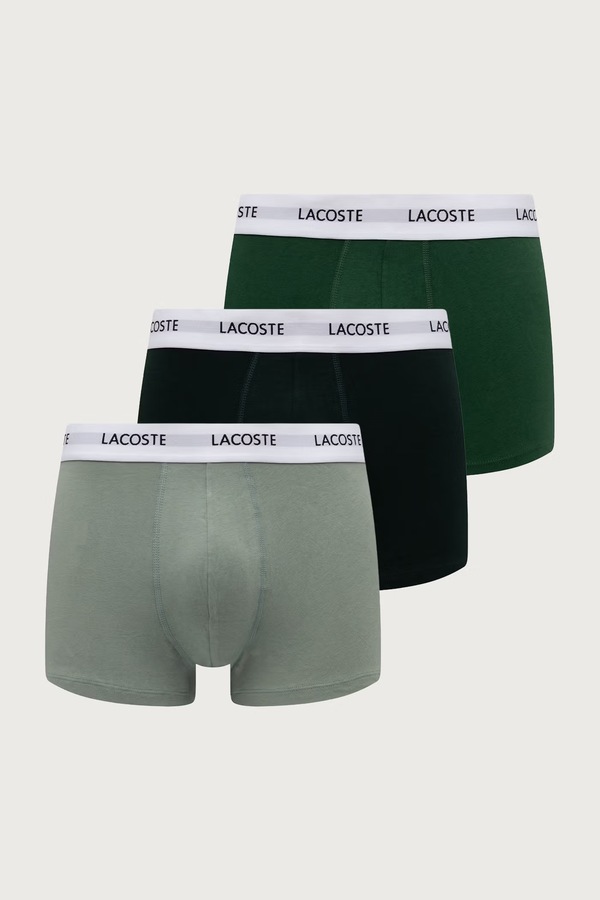 Облегающие боксеры мужские хлопковые с эластаном 3 шт. Lacoste цвет зеленый