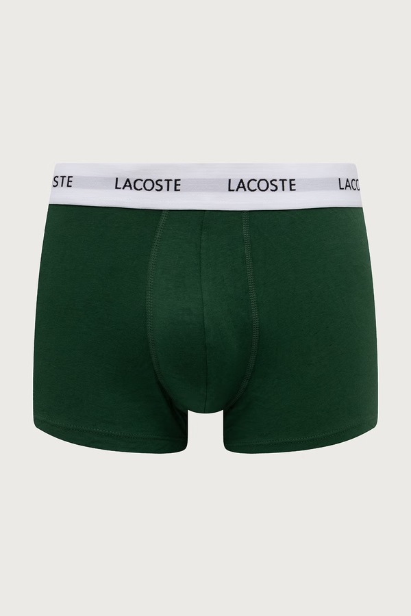 Облягаючі боксери чоловічі бавовняні з еластаном 3 шт. Lacoste колір зелений фото 4