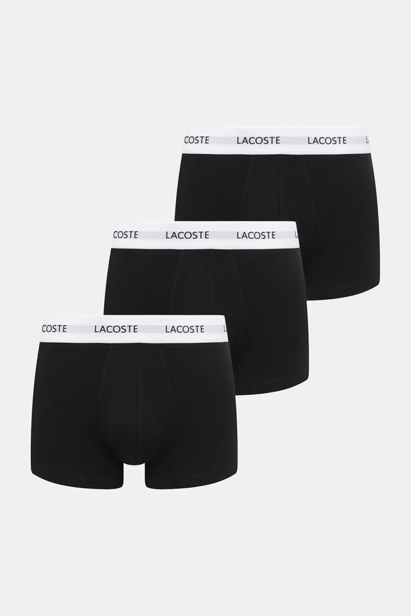 Облегающие боксеры мужские хлопковые с эластаном 3 шт. Lacoste цвет черный