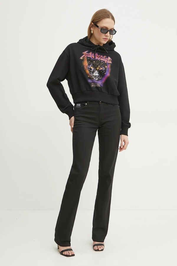 Бавовняна кофта Versace Jeans Couture колір чорний фото 2
