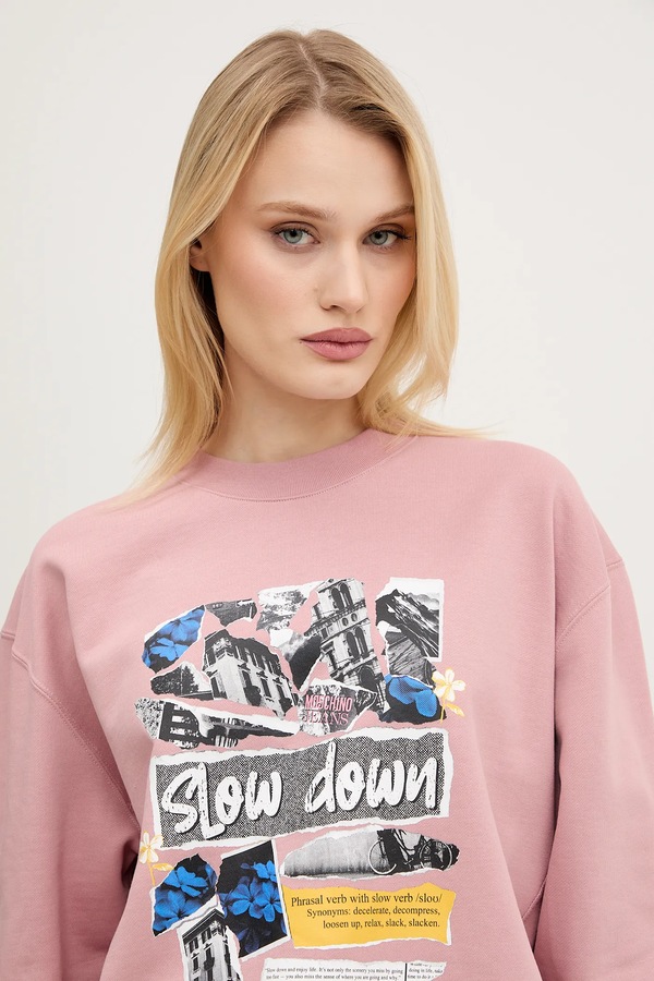Бавовняна кофта Moschino Jeans колір рожевий фото 4