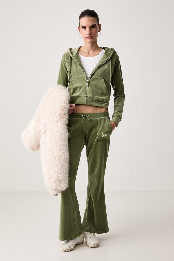 Кофта на застібці з капюшоном жіноча велюрова Juicy Couture MADISON HOODIE колір зелений фото 2