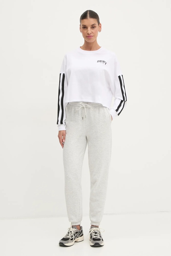 Хлопковый лонгслив DKNY цвет белый