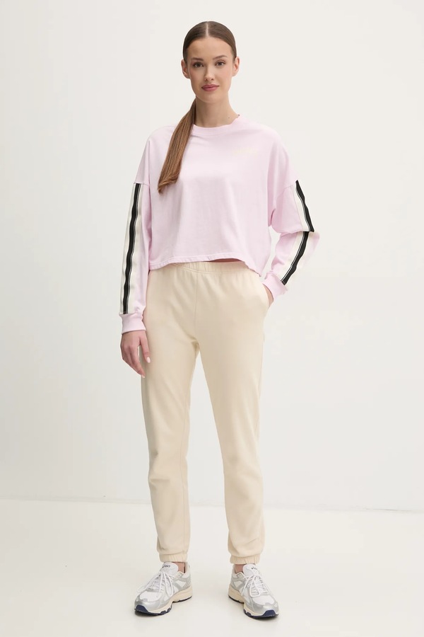 Хлопковый лонгслив DKNY цвет розовый
