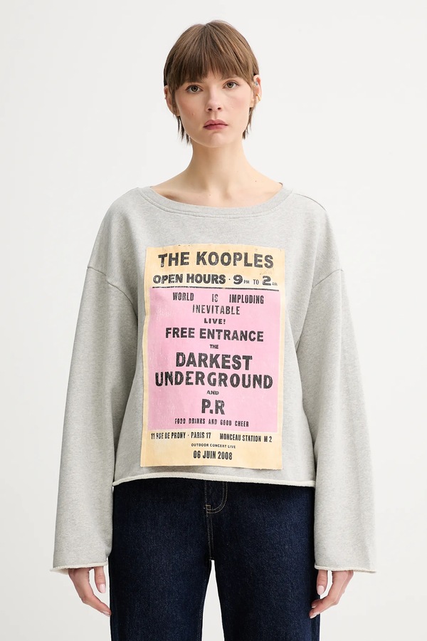 Хлопковая кофта The Kooples цвет серый