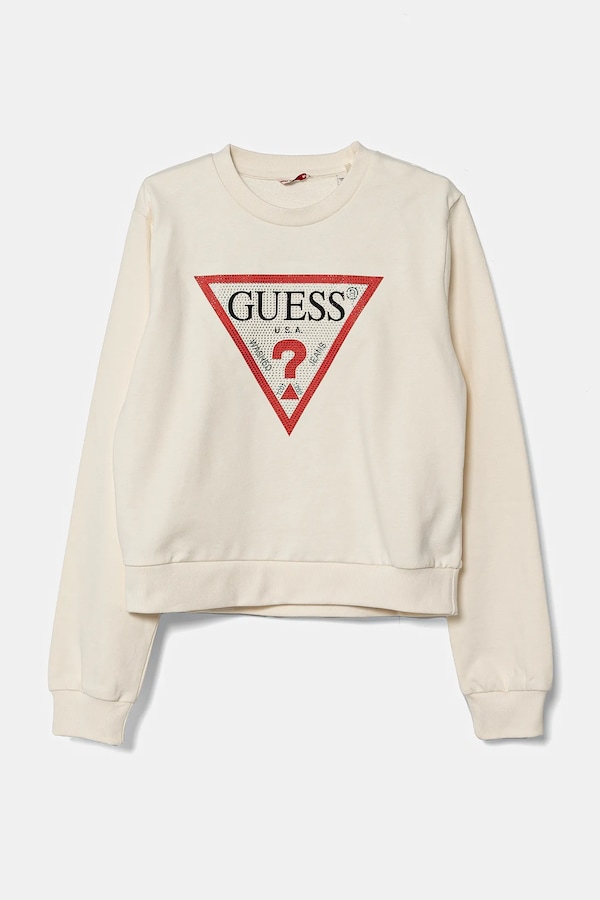 Дитяча бавовняна кофта Guess колір бежевий