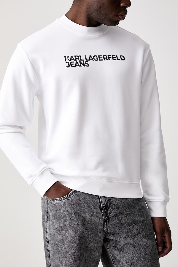 Кофта чоловіча з бавовною Karl Lagerfeld Jeans колір білий фото 4