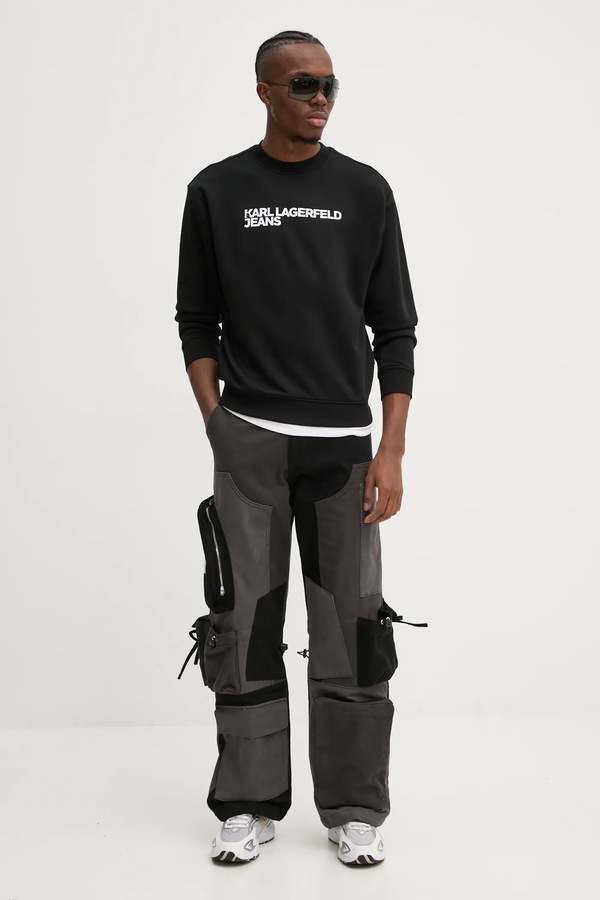 Кофта мужская с хлопком Karl Lagerfeld Jeans цвет черный
