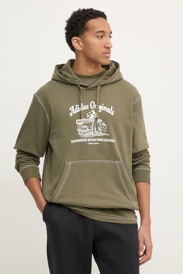 Бавовняна кофта adidas Originals Wabash колір зелений