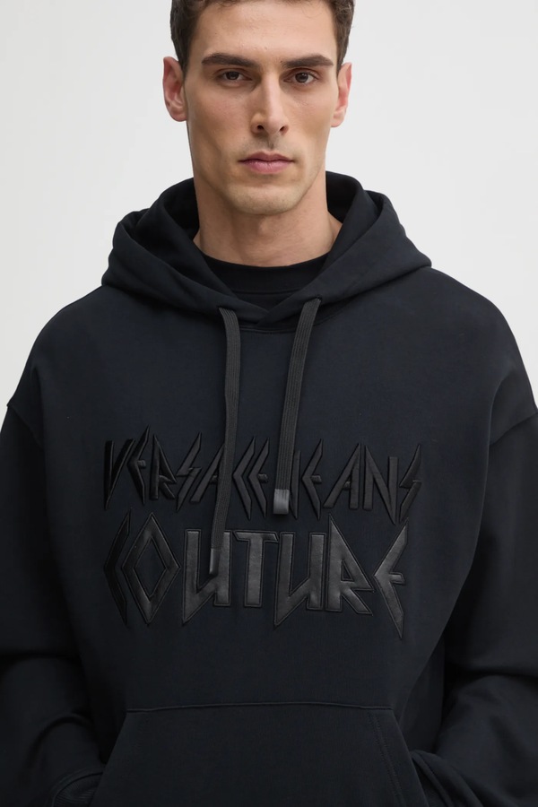 Бавовняна кофта Versace Jeans Couture колір чорний фото 4