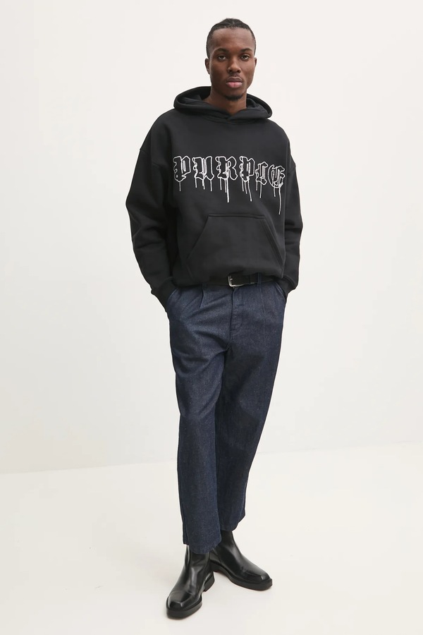 Бавовняна кофта PURPLE BRAND HWT FLEECE PO HOODY колір чорний фото 2
