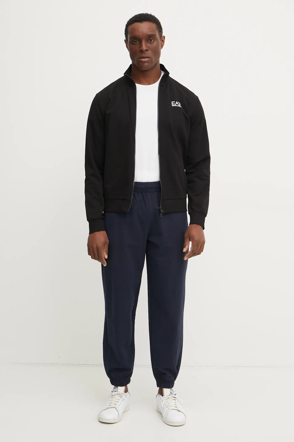 Мужская кофта на застежке с хлопком EA7 Emporio Armani цвет черный