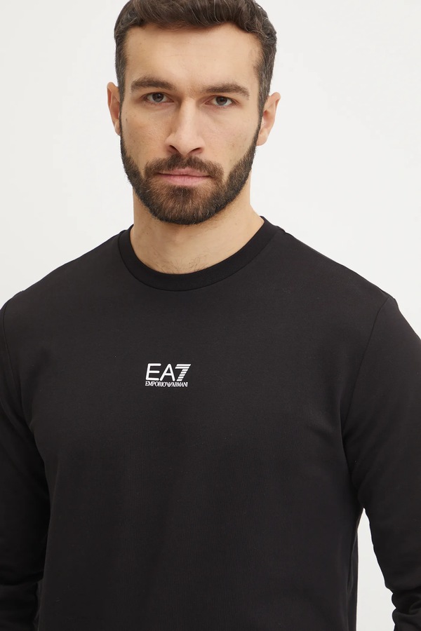 Кофта чоловіча бавовняна EA7 Emporio Armani колір чорний фото 4