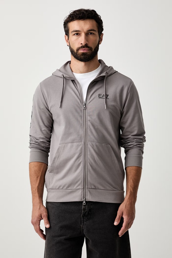Кофта з капюшоном чоловіча EA7 Emporio Armani колір сірий
