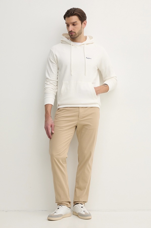 Бавовняна кофта Pepe Jeans ESSENTIAL HOODIE колір білий