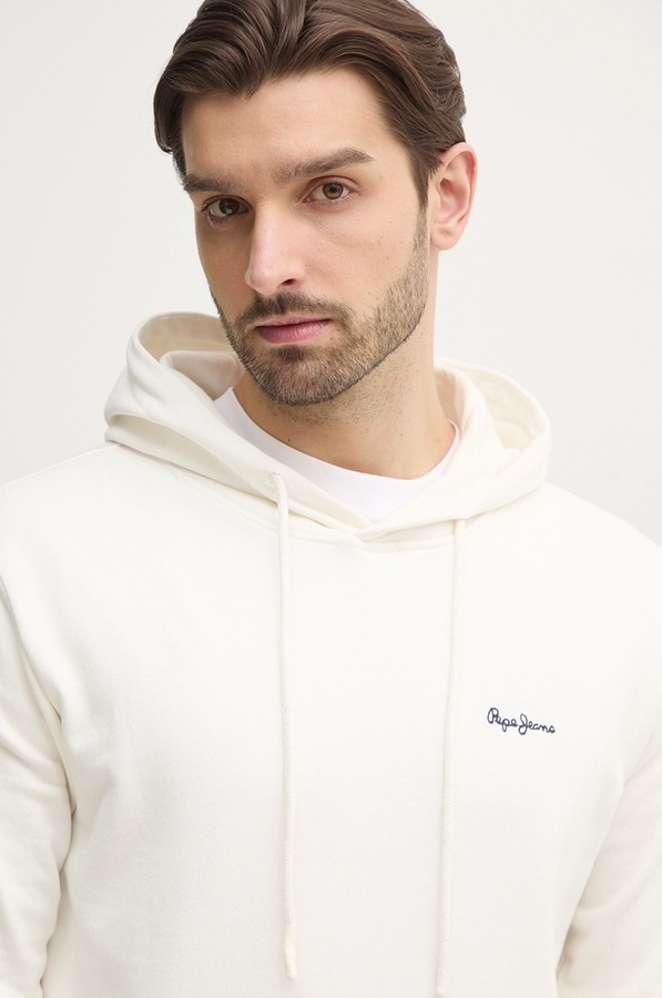 Бавовняна кофта Pepe Jeans ESSENTIAL HOODIE колір білий фото 4
