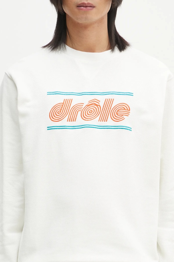 Бавовняна кофта Drôle de Monsieur Le Sweatshirt Pique Tennis колір білий фото 4