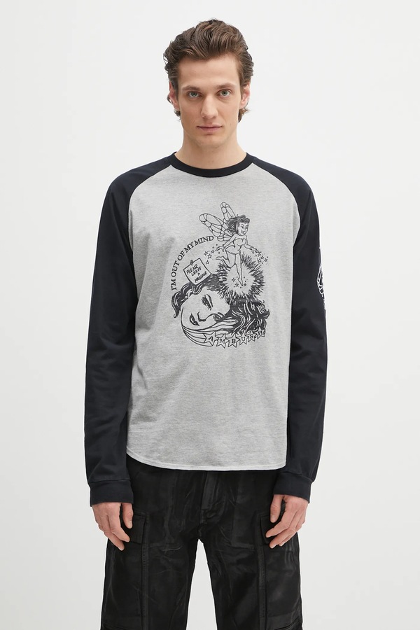 Бавовняний лонгслів Ambush Raglan L/S T-Shirt колір сірий