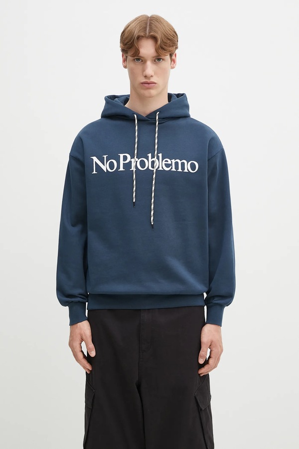 Бавовняна кофта No Problemo Hoodie колір синій