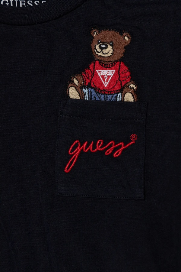 Детский хлопковый лонгслив Guess цвет синий фото 2