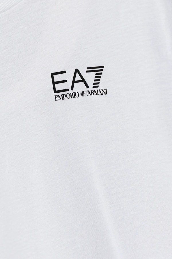 Дитячий бавовняний лонгслів EA7 Emporio Armani колір білий фото 2