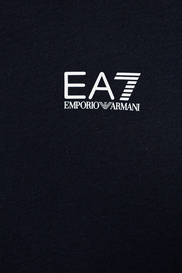 Дитячий бавовняний лонгслів EA7 Emporio Armani колір синій фото 2
