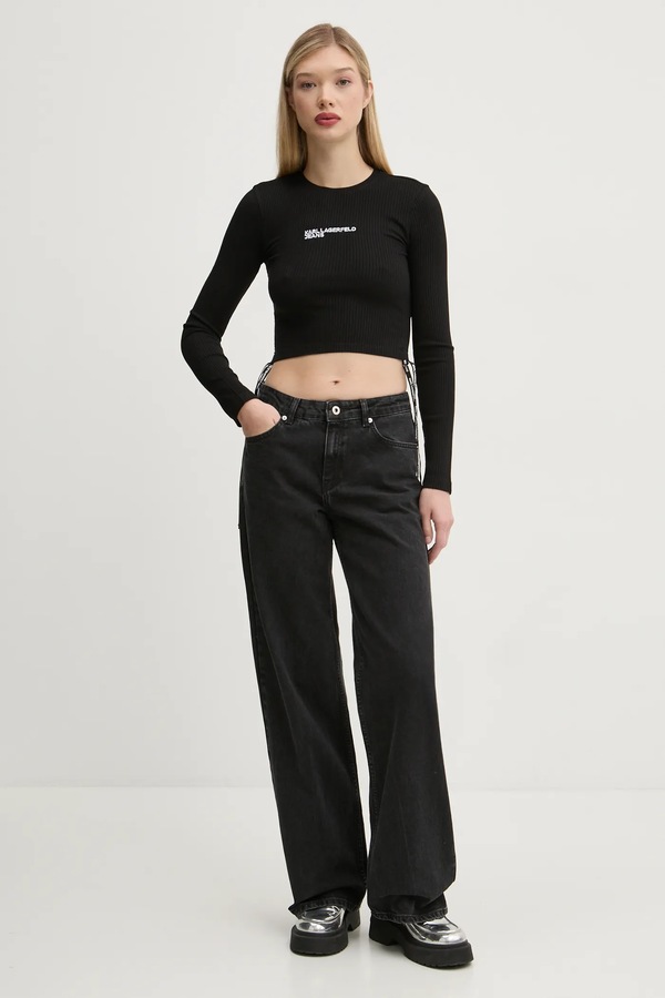 Лонгслів Karl Lagerfeld Jeans колір чорний