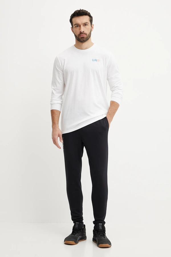 Лонгслів для тренувань Under Armour Workwear Logo колір білий фото 2