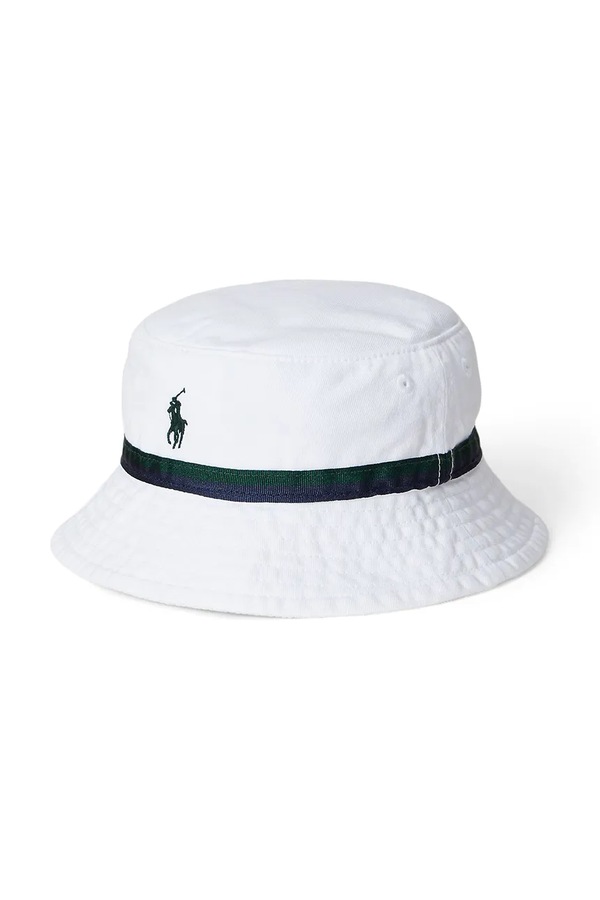 Дитяча бавовняна панама Polo Ralph Lauren Wimbledon Collection колір білий