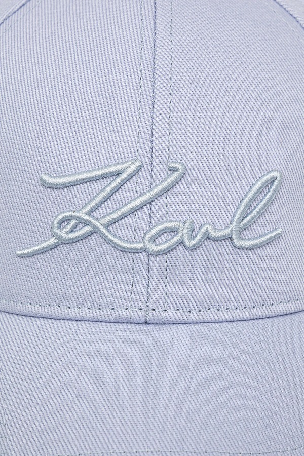 Кепка жіноча бавовняна Karl Lagerfeld K/SIGNATURE колір блакитний