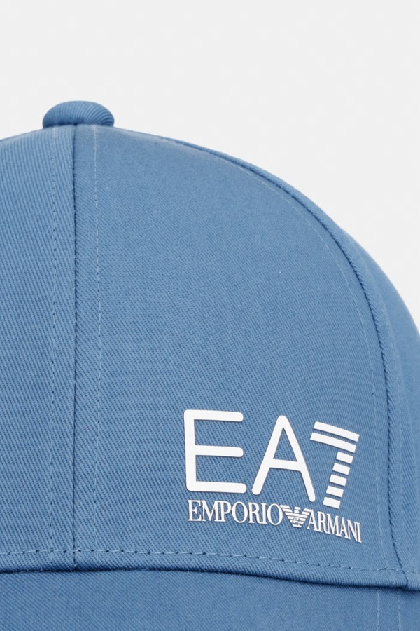 Кепка хлопковая EA7 Emporio Armani цвет голубой