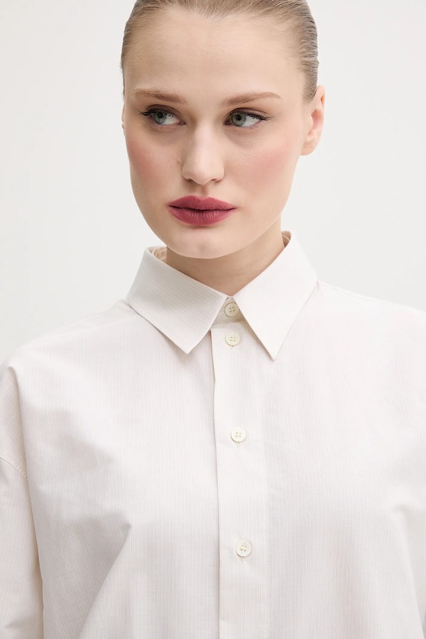 Бавовняна сорочка MM6 Maison Margiela колір бежевий фото 4