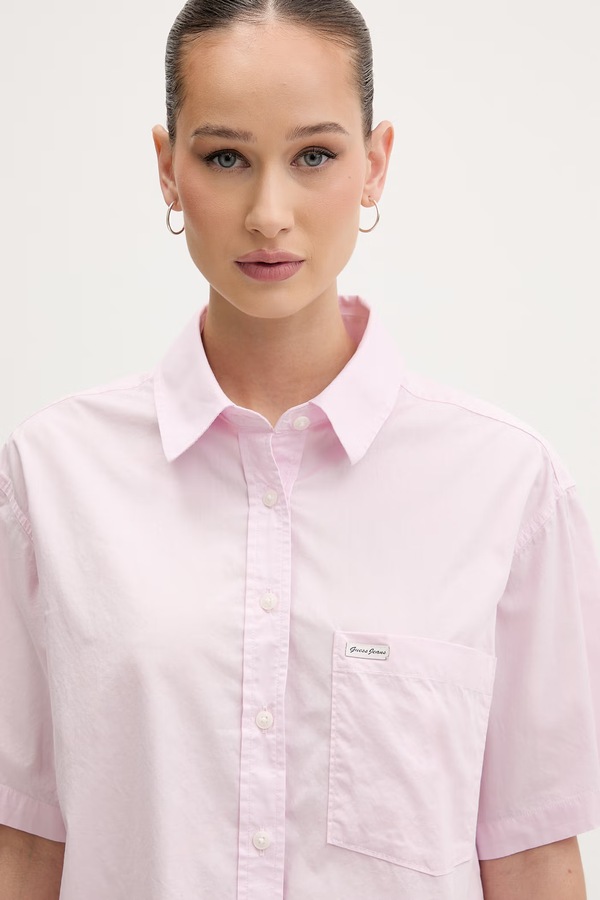 Бавовняна сорочка Guess Jeans колір білий фото 4