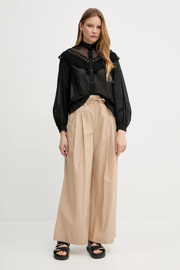 Хлопковая рубашка Weekend Max Mara цвет черный