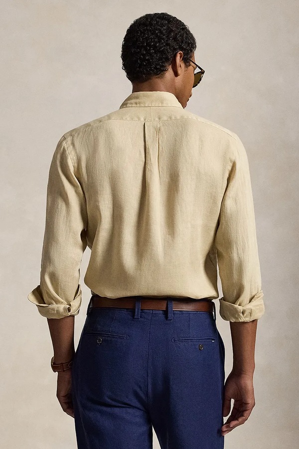 Сорочка чоловіча лляна Polo Ralph Lauren Long Sleeve Sport Shirt колір зелений