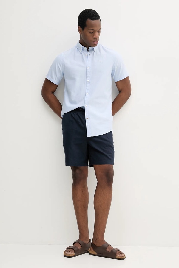 Рубашка "оксфорд" мужская хлопковая Barbour Oxtown S/S Tailored Shirt цвет голубой